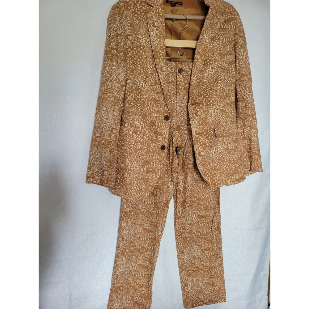 INC International Concepts Suit Set Women’s Paisley Linen Blend Size XS